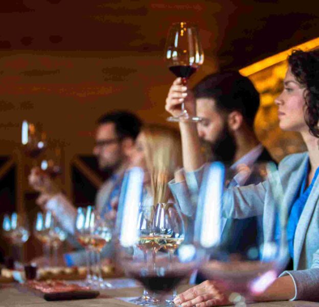 The image of the wine tasting session