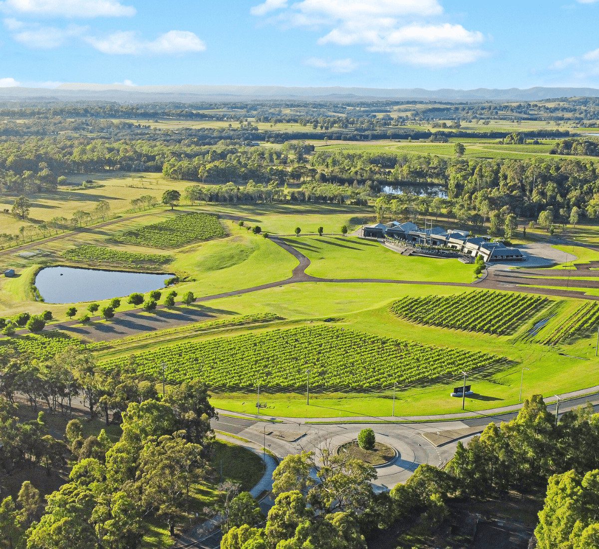 Drone photo at Leisure Inn Pokolbin Hill